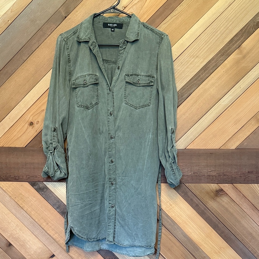 Black Label Olive Green Shirt Dress